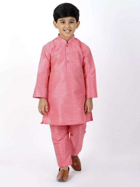 vastramay-kids-pink-regular-fit-kurta-set