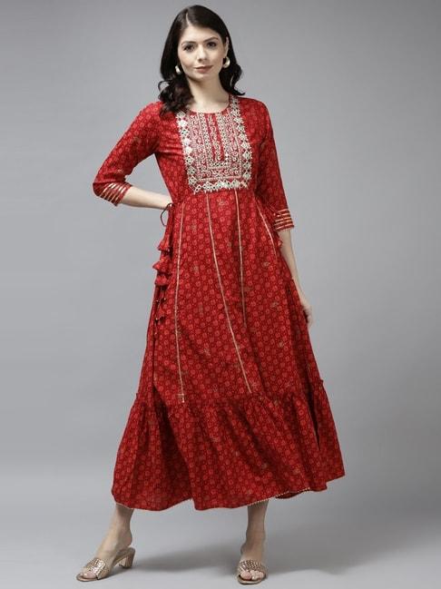 yufta-red-embroidered-a-line-dress