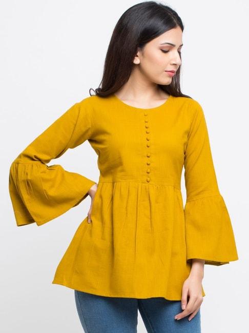 yash-gallery-yellow-cotton-regular-fit-tunic