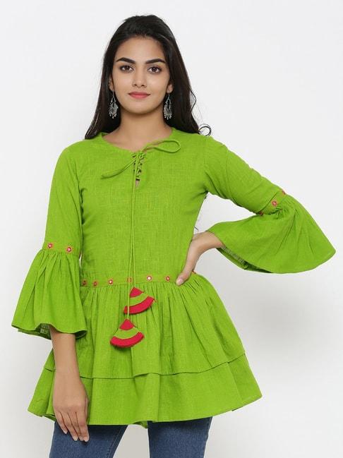 yash-gallery-green-cotton-regular-fit-tunic