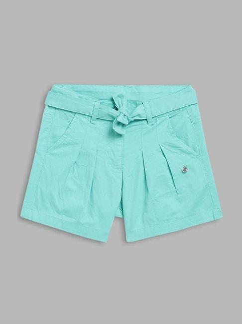elle-kids-kids-aqua-blue-cotton-regular-fit-shorts
