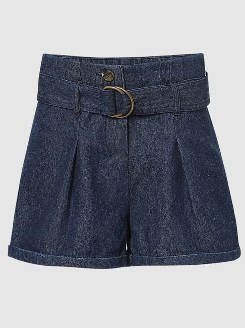kids-only-dark-blue-solid-shorts-with-belt