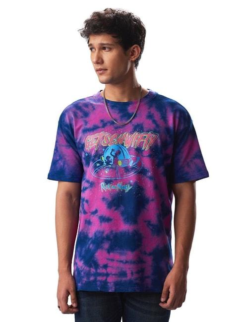 the-souled-store-blue-&-pink-regular-fit-printed-t-shirts