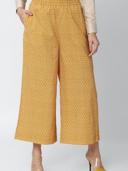 van-heusen-yellow-printed-trousers