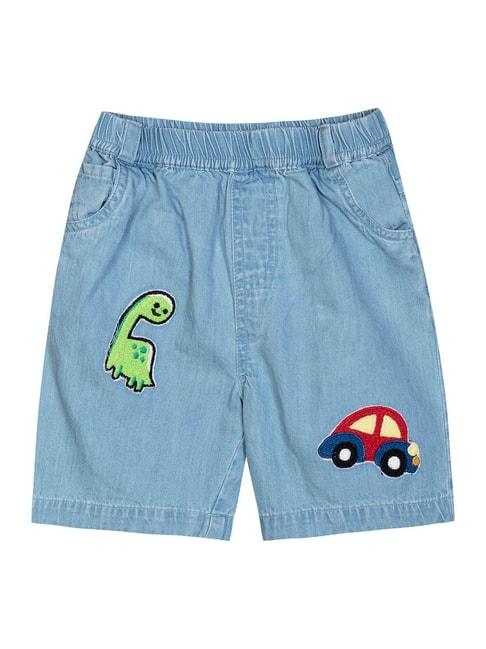 budding-bees-kids-blue-embroidered-shorts