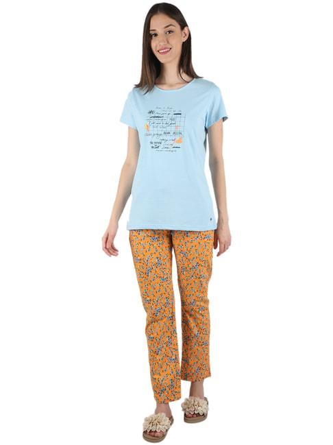 monte-carlo-sky-blue-&-yellow-printed-t-shirt-pyjama-set