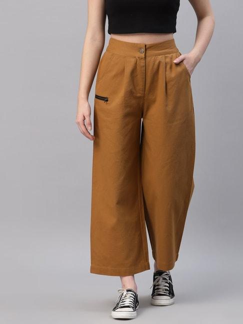neudis-brown-regular-fit-pleated-trousers
