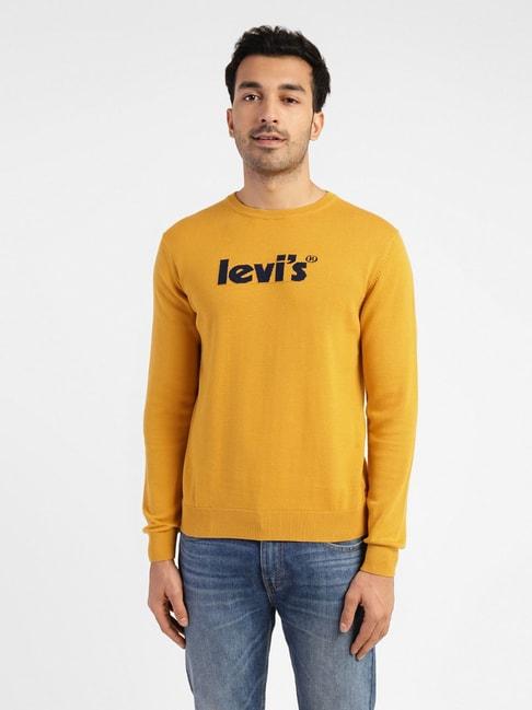 levi's-nugget-gold-yellow-regular-fit-logo-printed-sweaters