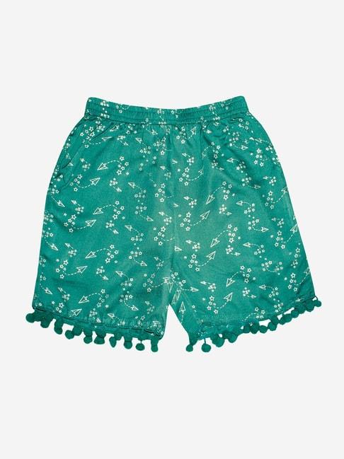 kiddopanti-kids-green-printed-shorts