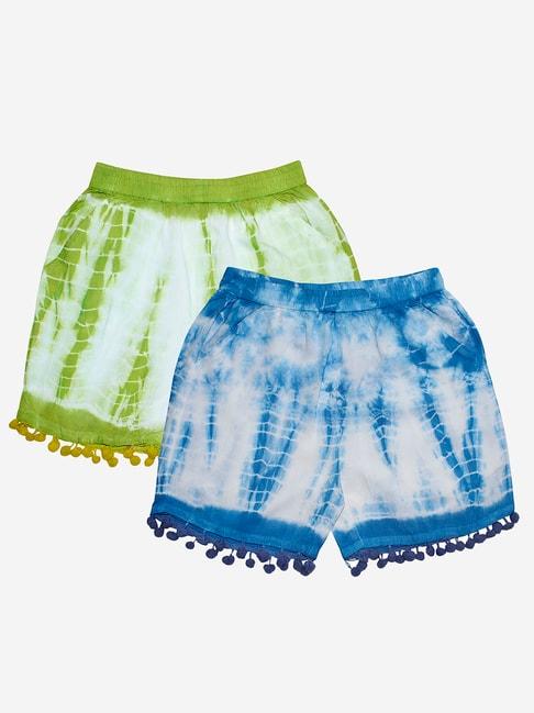 kiddopanti-kids-green-&-blue-tie-&-dye-shorts-(pack-of-2)