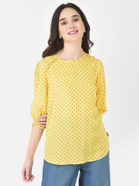 crimsoune-club-yellow-polka-dots-top