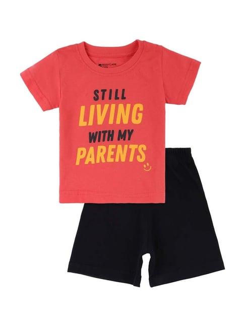 bodycare-kids-red-&-black-cotton-printed-t-shirts-set