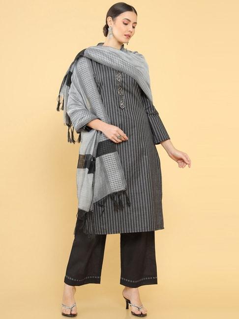 soch-grey-&-black-cotton-striped-unstitched-dress-material