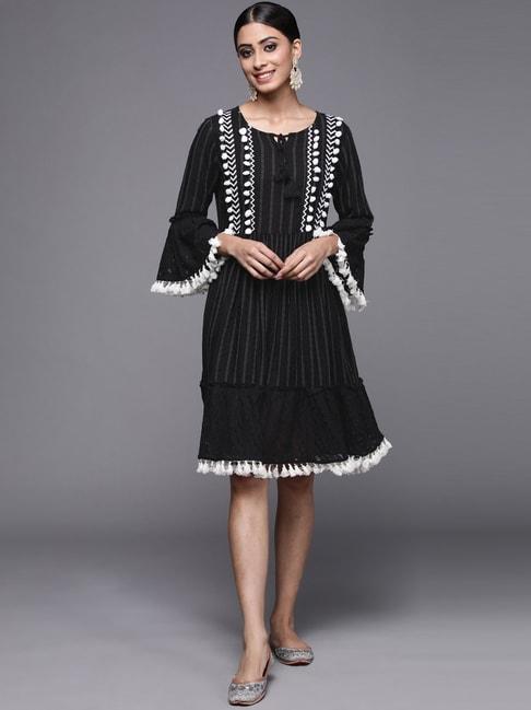indo-era-black-cotton-embroidered-a-line-dress