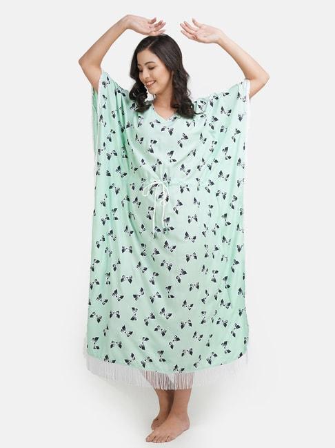 koi-sleepwear-green-printed-kaftan-nighty