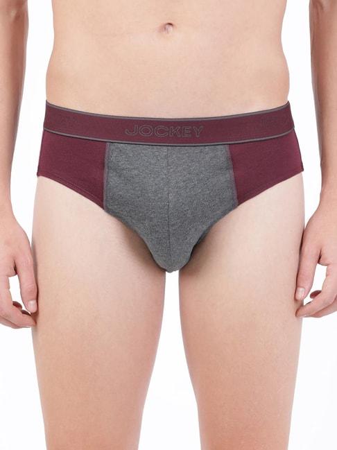 jockey-1011-grey-&-wine-super-combed-cotton-briefs-with-stay-fresh-properties