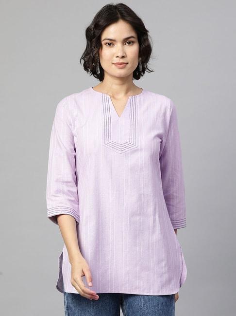 cottinfab-lavender-self-design-ethnic-cotton-top