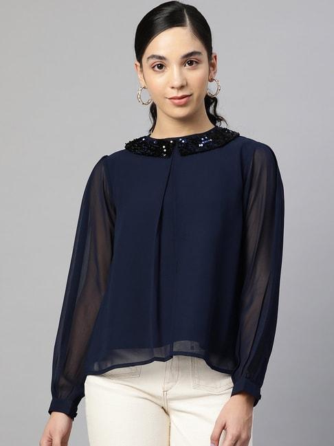 cottinfab-navy-embroidered-georgette-top