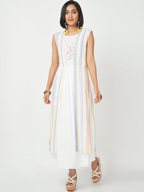 ethnicity-white-embroidered-maxi-double-layered-dress