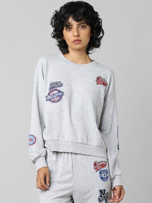 only-grey-round-neck-pullover