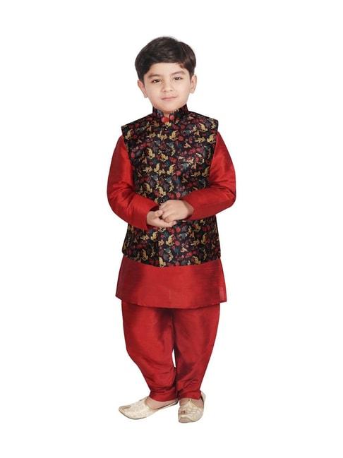 sg-yuvraj-kids-black-&-maroon-printed-full-sleeves-kurta-set