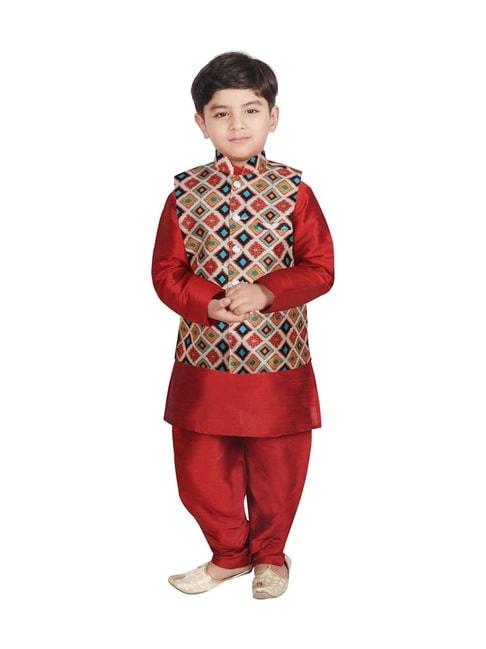 sg-yuvraj-kids-cream-&-maroon-printed-full-sleeves-kurta-set