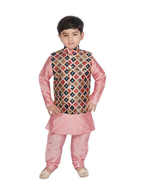 sg-yuvraj-kids-white-&-pink-printed-full-sleeves-kurta-set