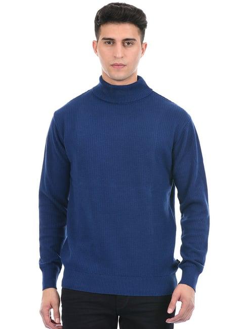 london-fog-blue-regular-fit-texture-sweater