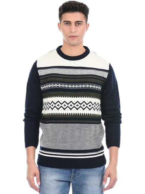 london-fog-blue-regular-fit-texture-sweater