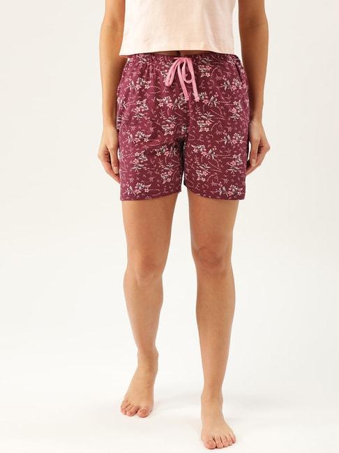 kanvin-maroon-printed-shorts