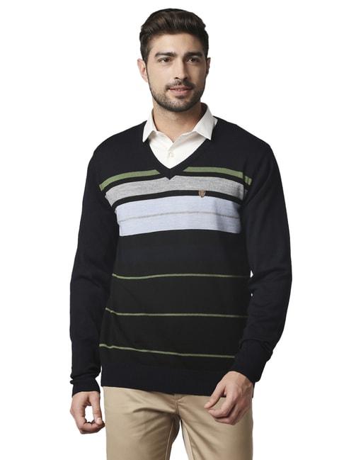 raymond-blue-regular-fit-striped-sweater