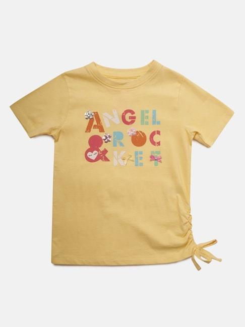 angel-&-rocket-kids-yellow-cotton-printed-top