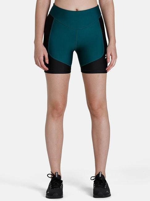 puma-teal-green-&-black-color-block-training-shorts