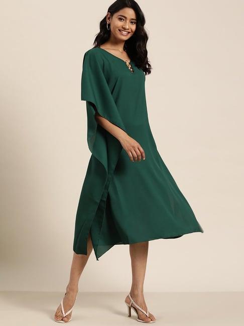 qurvii-green-midi-kaftan-dress