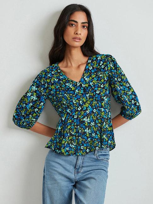 cover-story-multicolor-floral-print-peplum-top