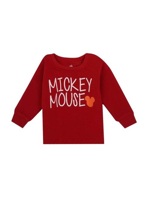 bodycare-kids-maroon-cotton-printed-full-sleeves-mickey-&-friends-sweatshirt