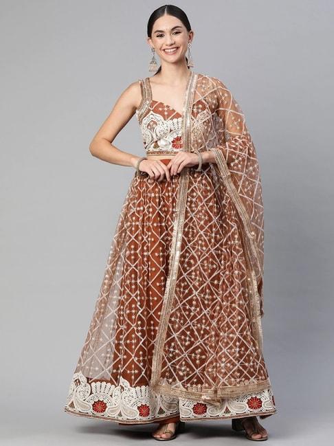 readiprint-fashions-brown-embroidered-lehenga-choli-set-with-dupatta