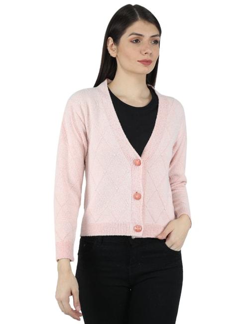 monte-carlo-pink-self-design-open-front-cardigan