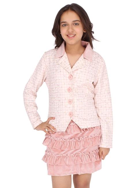 cutecumber-kids-peach-printed-full-sleeves-top-with-skirt