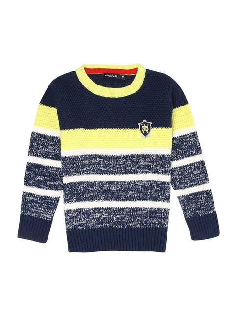 wingsfield-kids-blue-&-yellow-striped-full-sleeves-pullover
