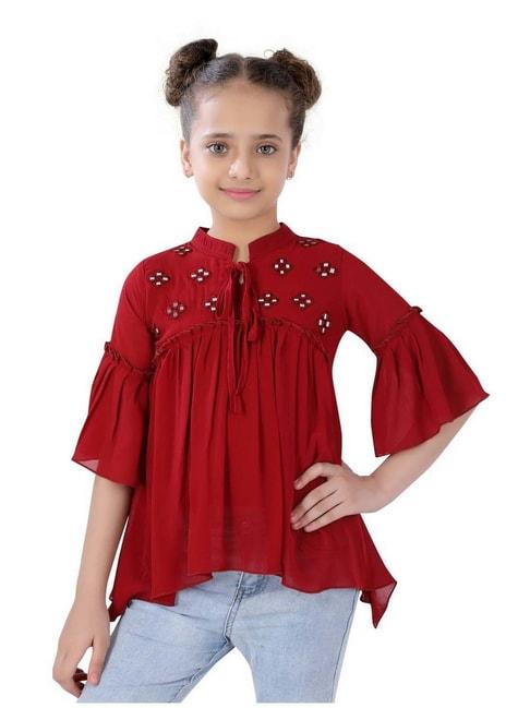 poplins-kids-maroon-cotton-embellished-top