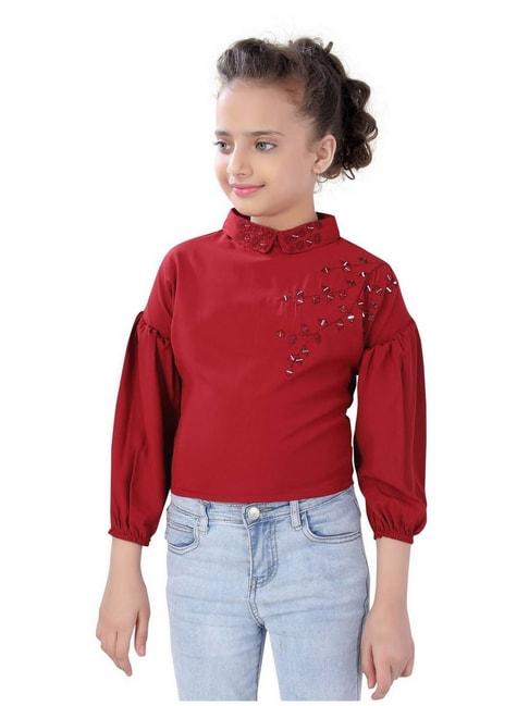 poplins-kids-maroon-cotton-embellished-full-sleeves-top