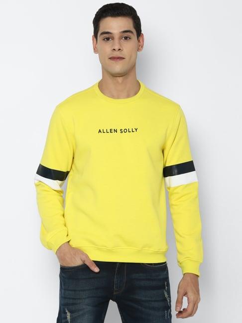 allen-solly-yellow-cotton-regular-fit-striped-sweatshirt