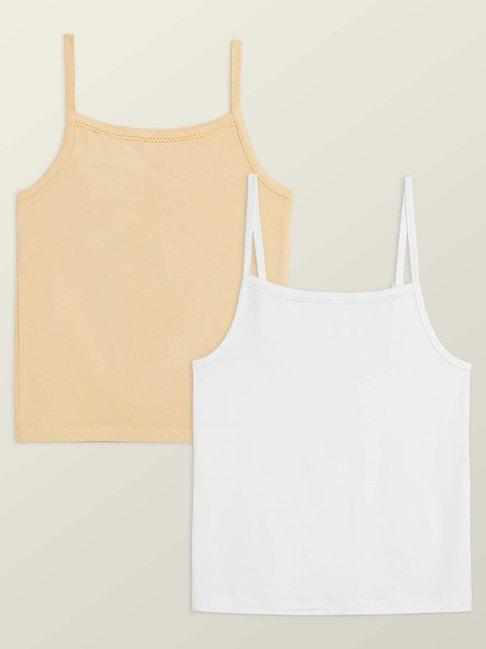 xy-life-kids-white-&-beige-relaxed-fit-camisole-(pack-of-2)