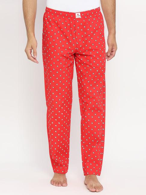 underjeans-by-spykar-red-printed-pyjamas