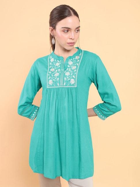 soch-teal-green-embroidered-tunic