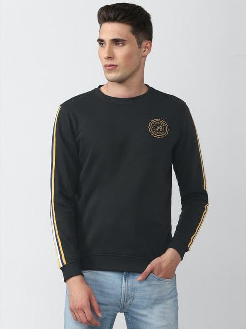van-heusen-black-slim-fit-striped-sweatshirt