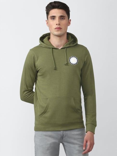 van-heusen-green-slim-fit-hooded-sweatshirt