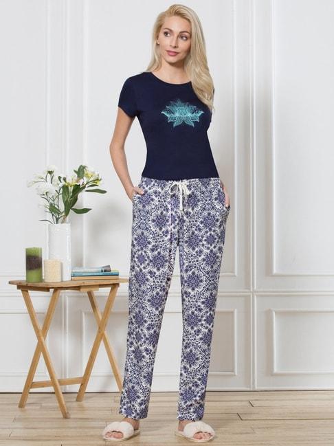 van-heusen-navy-printed-pyjamas