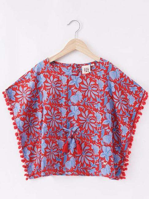 ed-a-mamma-kids-red-&-blue-cotton-floral-print-top
